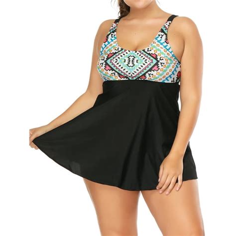 Sexy Dance S Xxl Plus Size Two Piece Swimsuit For Women Swimdress Shorts Braces Print Push Up