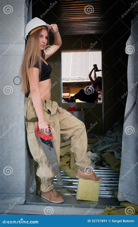 Portrait Of Woman On Construction Site Stock Image Image Of Lady