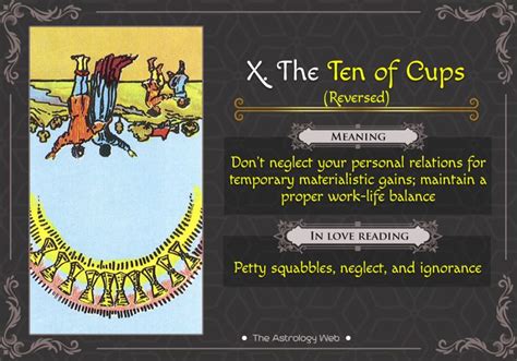Learn the meaning of the seven of cups for love, relationships, futures, romance, outcomes, exes, feelings, intentions, reconciliations, as a yes or no, marriage, pregnancies, positives, negatives, and more. The Ten of Cups Tarot (10 of Cups Tarot) | Cups tarot ...