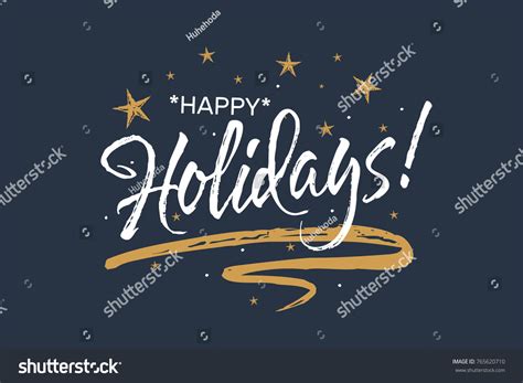 Happy Holidays Beautiful Greeting Card Scratched Stock Vector Royalty