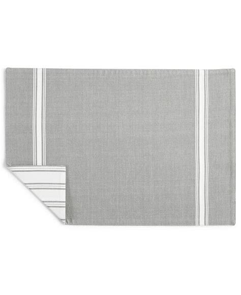 Martha Stewart Collection Striped Gray Cotton Placemat Created For