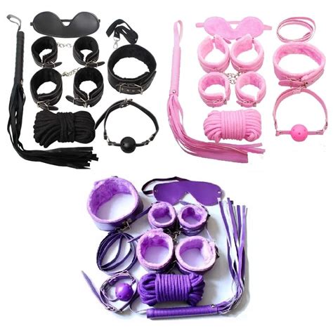 Adult Game 7 PCS Set PU Leather Handcuffs Whip Collar Erotic Toy For