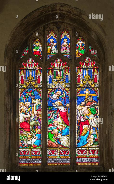Stained Glass Window In Holy Trinity Church Long Melford Suffolk