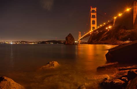 San Francisco Bridge During Night Time Hd Wallpaper Wallpaper Flare