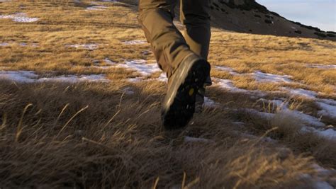 Hikers Feet Walking Mountain Summit Man Stock Footage Video 100