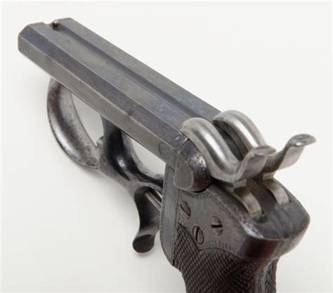 Delvigne Marked Double Barrel Pin Fire Derringer Or Pocket Pistol In