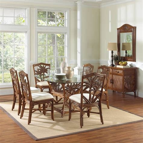 A rattan furniture set is a great choice for those looking to create an exotic dining experience. Shop Houzz | Hospitality Rattan Indoor 7 PC Rattan ...