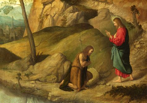 Christ Blessing Saint John The Baptist Painting By Moretto Da Brescia