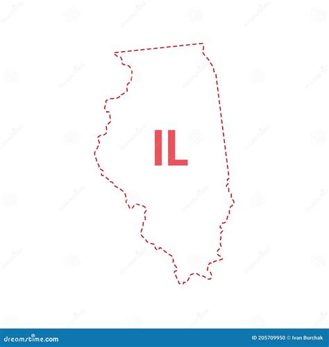 Illinois Us State Map Outline Dotted Border Stock Vector Illustration