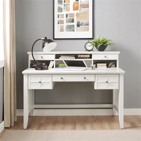 Adler Computer Desk With Hutch In White Finish