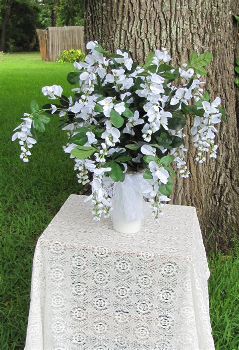 Wedding Floral Arrangement White Wisteria By Flowerfilledweddings