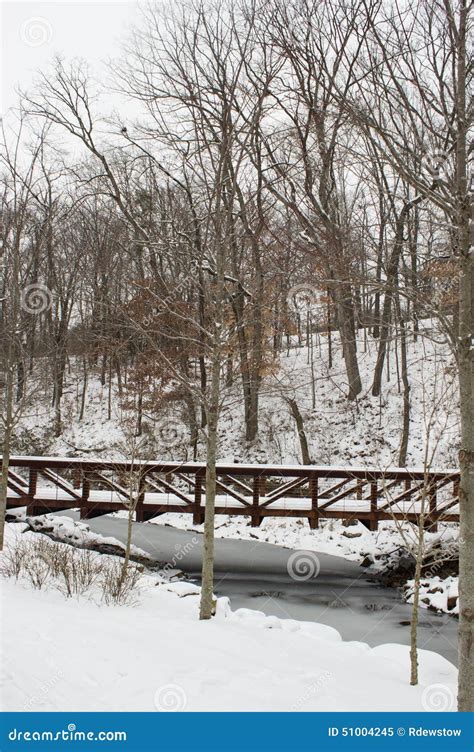 Snow Covered Bridge Stock Image Image Of Snow River 51004245