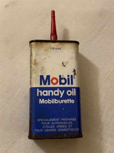 Ancien Bidon Huile Burette Mobil Oil Handy Oil Can Oeldose Öldose Rare