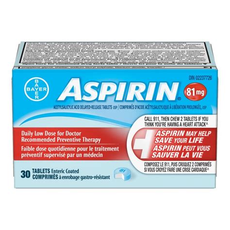 Aspirin 81mg 30 Tablets London Drugs