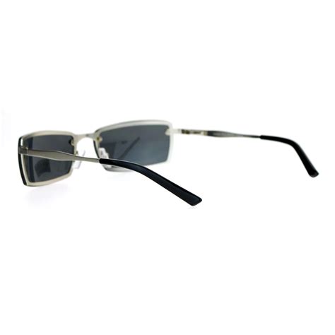 sa106 mens rimless narrow rectangular agent sunglasses ebay