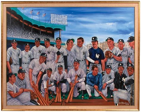 Babe Ruth And Yankees Legends Oil Painting By Robert Stephen Simon