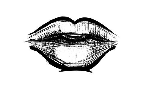 Lips Sketch Lips Hand Drawing Female Mouth Vector Illustration Part Of A Woman S Face Kiss