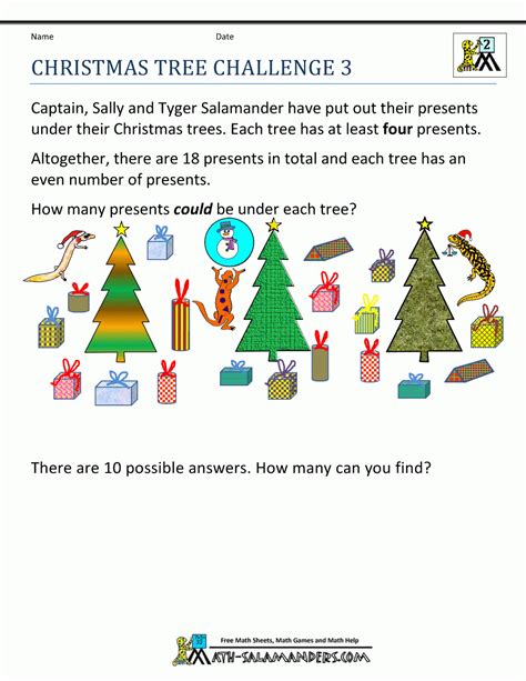 Christmas Math Word Problems Worksheets