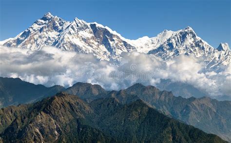 View Of Annapurna Himal Nepal Asia Stock Image Image Of Edge