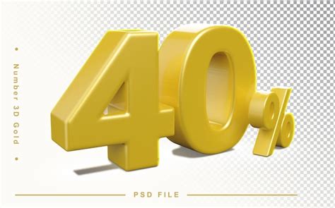 Premium Psd Number 40 Percent Golden 3d