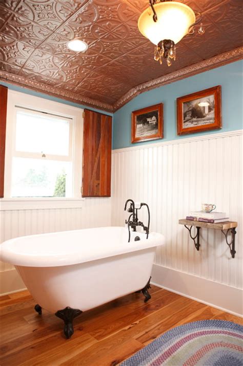 About our tin look hand painted pvc ceiling tiles. Traditional Copper Ceiling - Farmhouse - Bathroom - other ...