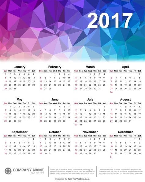 2017 Polygonal Calendar Design Vector By 123freevectors On Deviantart