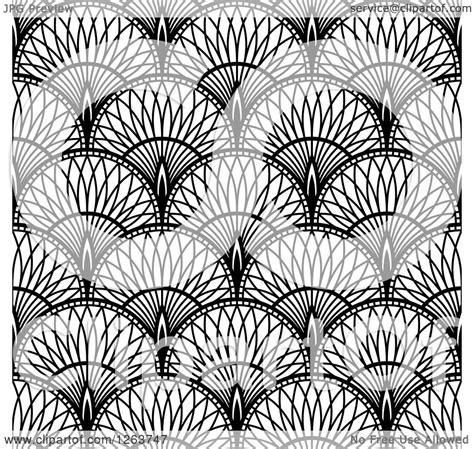 Clipart Of A Seamless Pattern Background Of Vintage Black And White