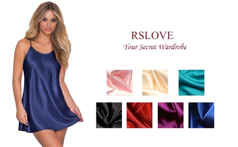 Rslove Women S Pajamas Satin Lingerie Nightgown Spaghetti Strap Sleepwear Slik Chemise Mini Slip