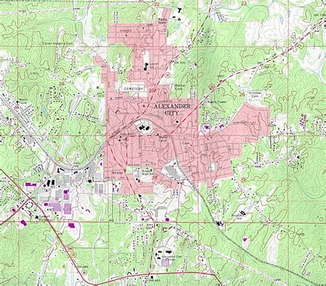 1Up Travel Maps Of Alabama Alexander City Topographic Map Original