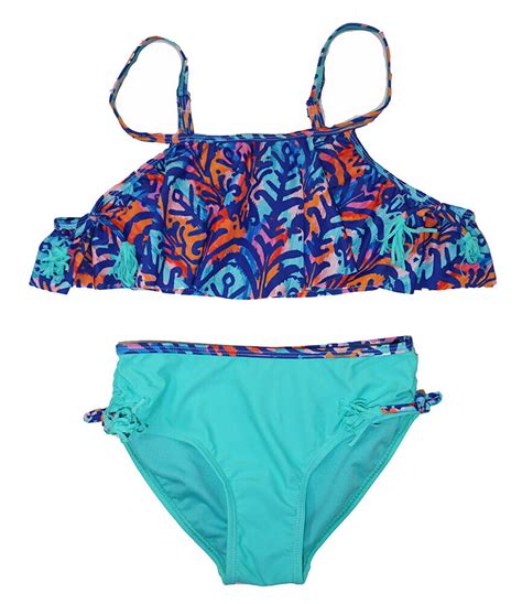 Xoxo Girls Blue Off Shoulder 2pc Bikini Swimsuit Size 4 56 6x 7 810
