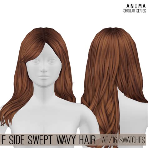 Ts4 F Side Swept Wavy Hair Anima Sims Hair Sims 4 Hairstyles With