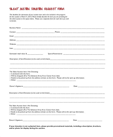 sample donation request forms  word