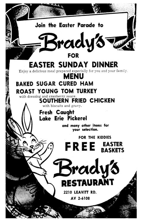 Bradys Bunch Of Lorain County Nostalgia Easter At Bradys Restaurant 1958