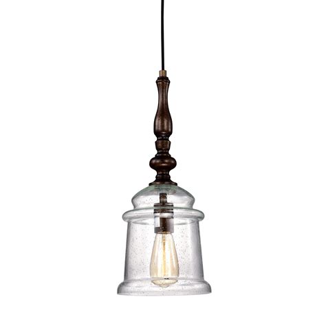 1 Light Oil Rubbed Bronze Pendant With Glass Bell Jar Shade Edvivi