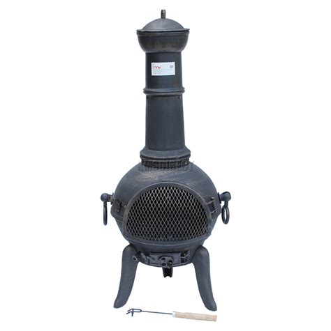Fire pits and 360 degree open fireplaces are pretty much a raised ring of rocks. FoxHunter Gold Cast Iron Steel Chimenea Chiminea Chimnea Patio Heater Fire Pit | eBay