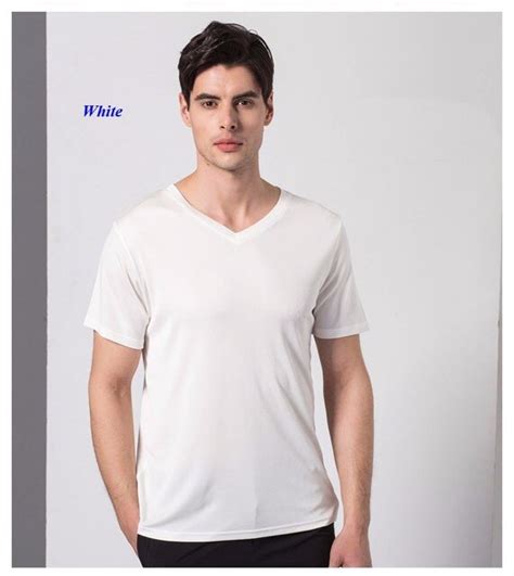 New Arrival Pure Silk Knitted V Neck Male T Shirt100 Natural Silk