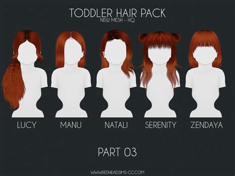 Kids Toddler Hair Pack Redheadsims Cc