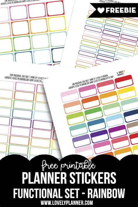 Free Functional Thin Boxes Planner Stickers Rainbow Lovely Planner