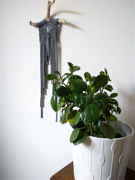 04 Grey Jersey Knit Macramé Wall Hanging On Shed Deer Antler Etsy