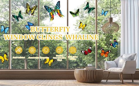 Whaline 24pcs Colorful Butterfly Window Clings Double Sided Anti