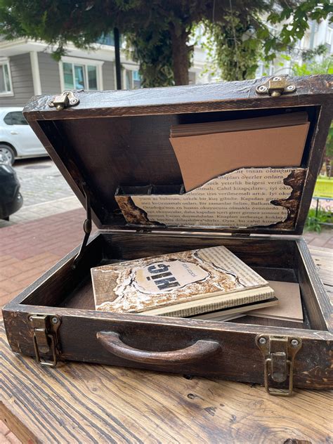 Wooden Suitcase Home Decor Suitcase For Book Hand Caver Etsy