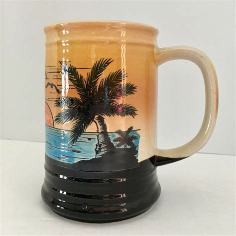 Hawaiian Coffee Mug Hawaii Island Sunset Scene Large 5” Tall Hawaiian