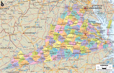 Map Of Virginia State Usa Ezilon Maps