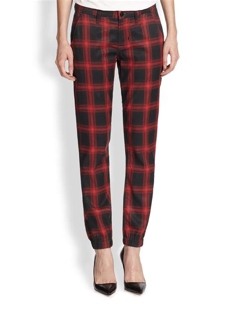 Hudson Jeans Vanish Plaid Pants In Red Lyst