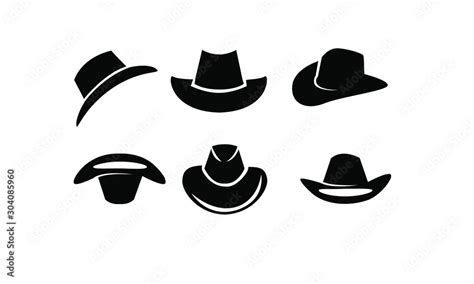 Vetor De Set Of Black Cowboy Hat Logo Icon Design Vector Illustration