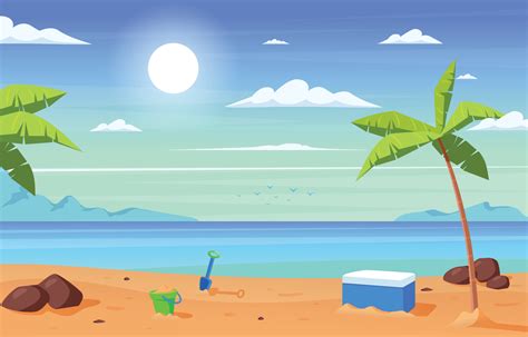 Cartoon Beach Background Vector Art Icons And Graphics For Free Download