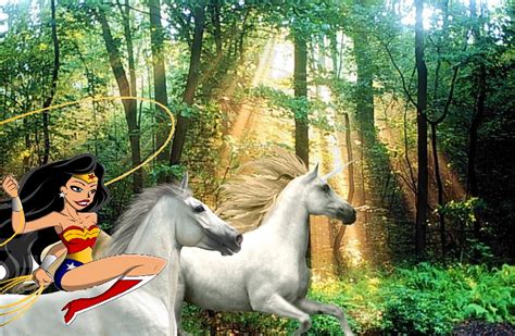 Wonder Woman Riding On Her White Steed To Capture And Tame A Beautiful