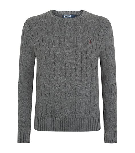 Polo Ralph Lauren Crew Neck Cable Knit Sweater In Gray For Men Lyst