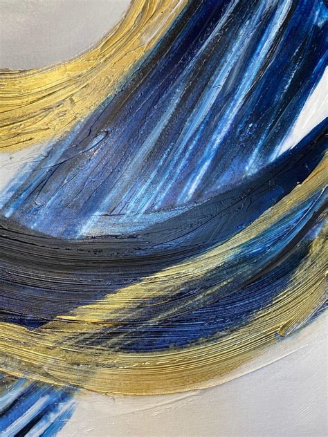 Irena Orlov Blue Gold Minimal Abstract Painting Art On Canvas