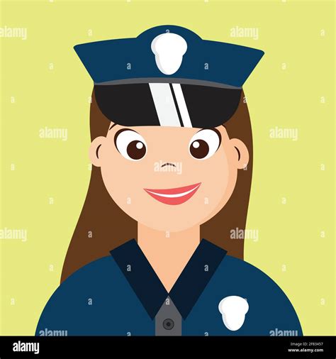 Us Woman Police With Uniformbeautiful Cartoon Character Designvectorillustration Stock Vector